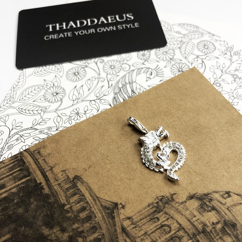 Подвеска в виде китайского дракона с белым кубическим цирконием для женщин и