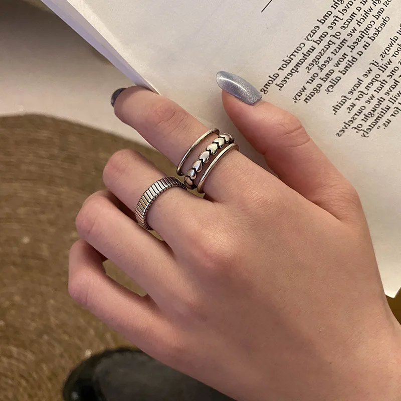 

Двухслойное металлическое Винтажное кольцо CDJAIME в форме сердца для женщин 2021 модное регулируемое Открытое кольцо