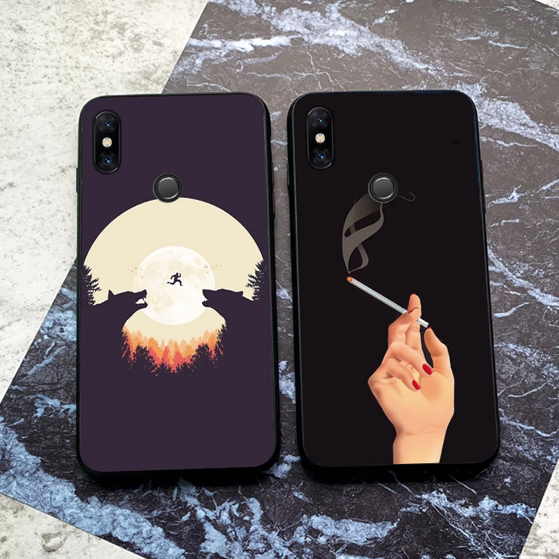 For Samsung Soft Phone case TPU Print J6 Galaxy A2Core A5 A6 8 9 2018 J4 J7Duo + Plus Sparkly black Silicone Cover capa cell | Мобильные