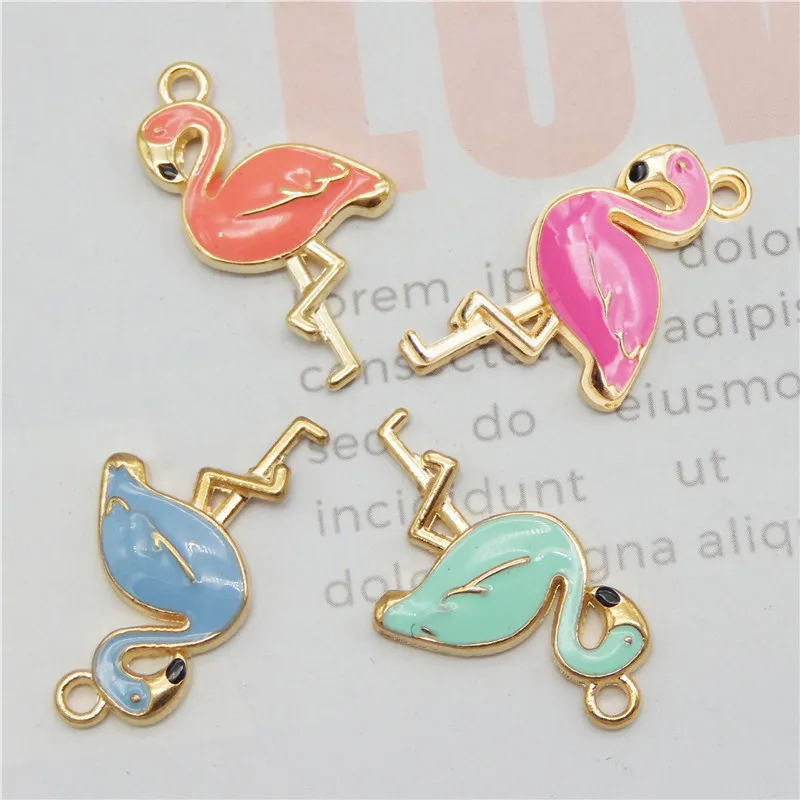 4 шт. эмалированные подвески в виде фламинго | Украшения и аксессуары