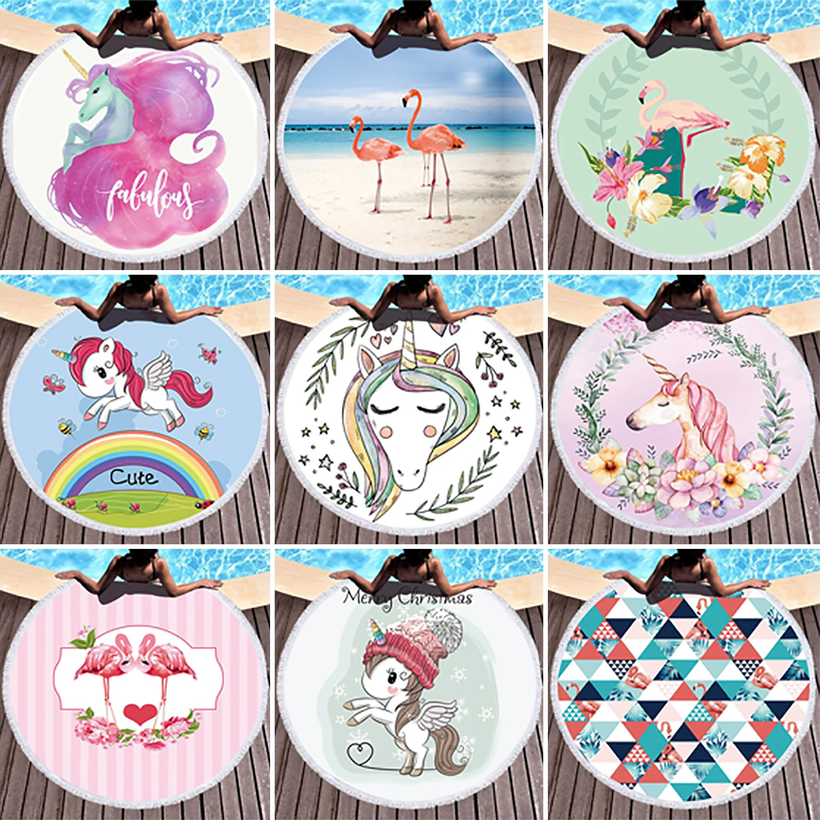 Новый Фламинго круглое пляжное Полотенца напечатанный Гавайи тропические