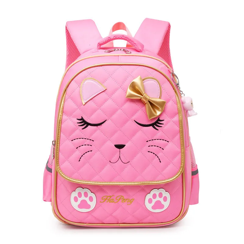 Orthopedic Cute Cat School Bags For Girl Cartoon Pupils Backpacks Children Waterproof Schoolbags Thicken Shoulder Strap Mochila