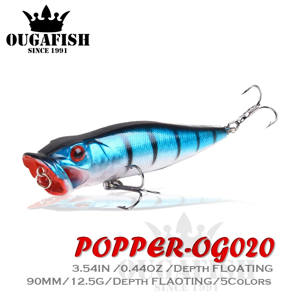 

Fishing Lure Poppers 90mm 12.5g Floating Topwater Accesorios De Pesca Black Minnow Fish Leurre Isca Artificial Angeln Zubehor