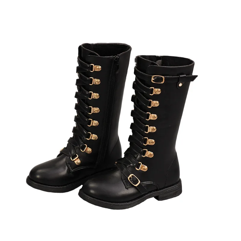 

COZULMA 2020 Children Autumn Winter Elegant Buckle Mid-Calf Boots Shoes Kids Girls Princess Fashion Boots Size 21-30