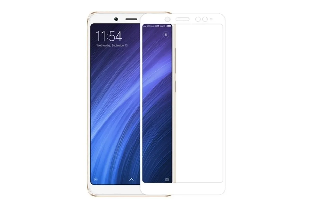 Защитное стекло &quotПолное покрытие&quot для Xiaomi Redmi Note 5/5 Pro Белое Салфетки в
