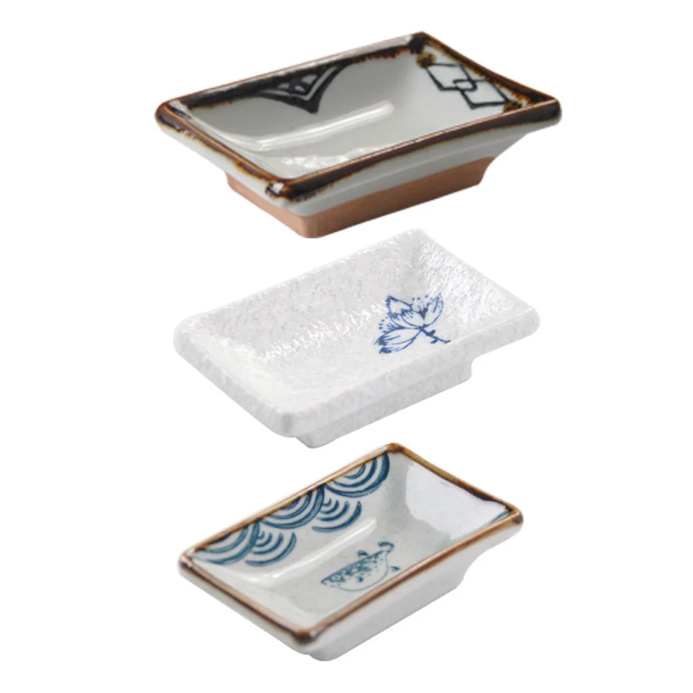 

3 Pcs Hand Painted Sauce Dishes Ceramic Saucer Relish Plates (Random Color)