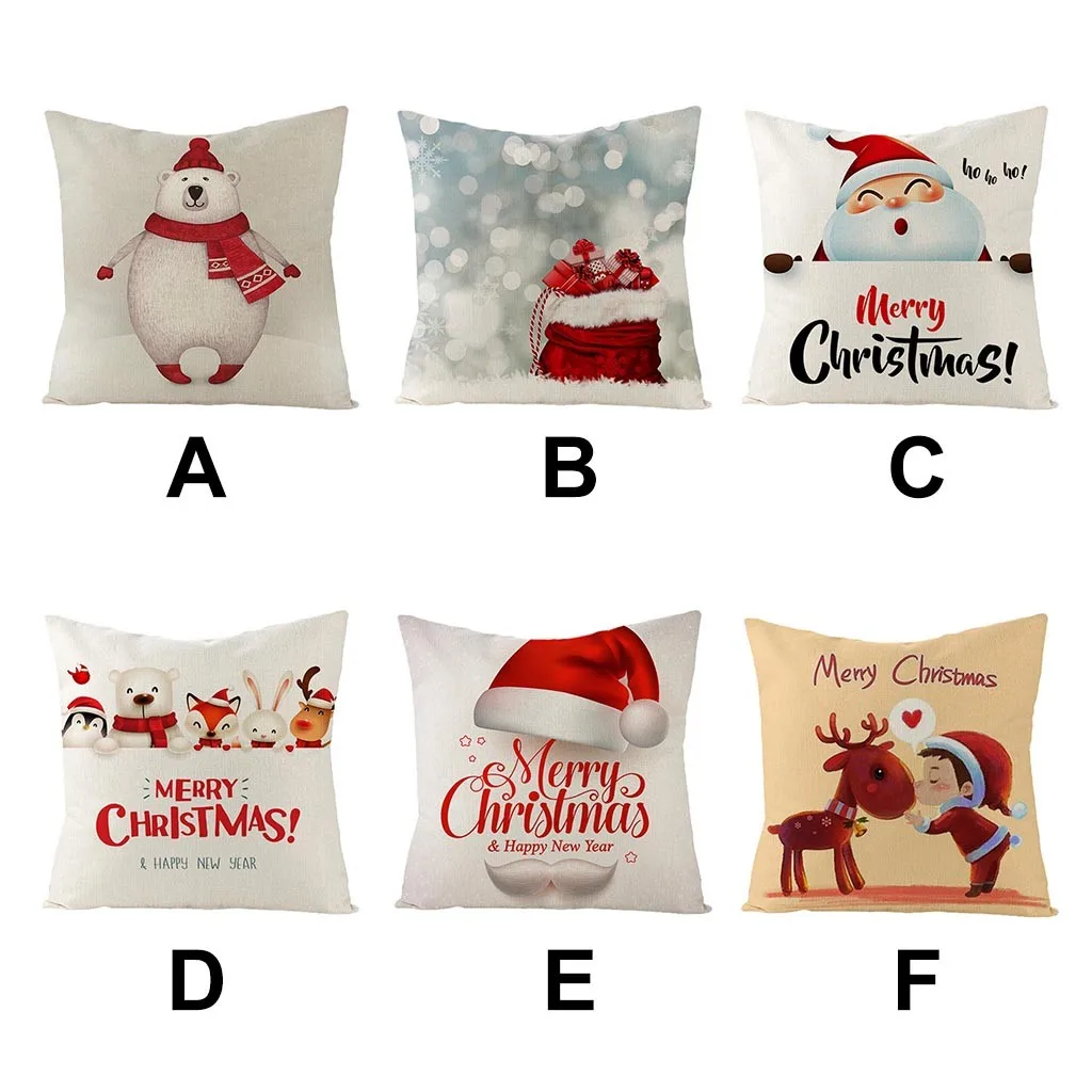 Рождественская наволочка для подушки льняная с мультяшным принтом дивана