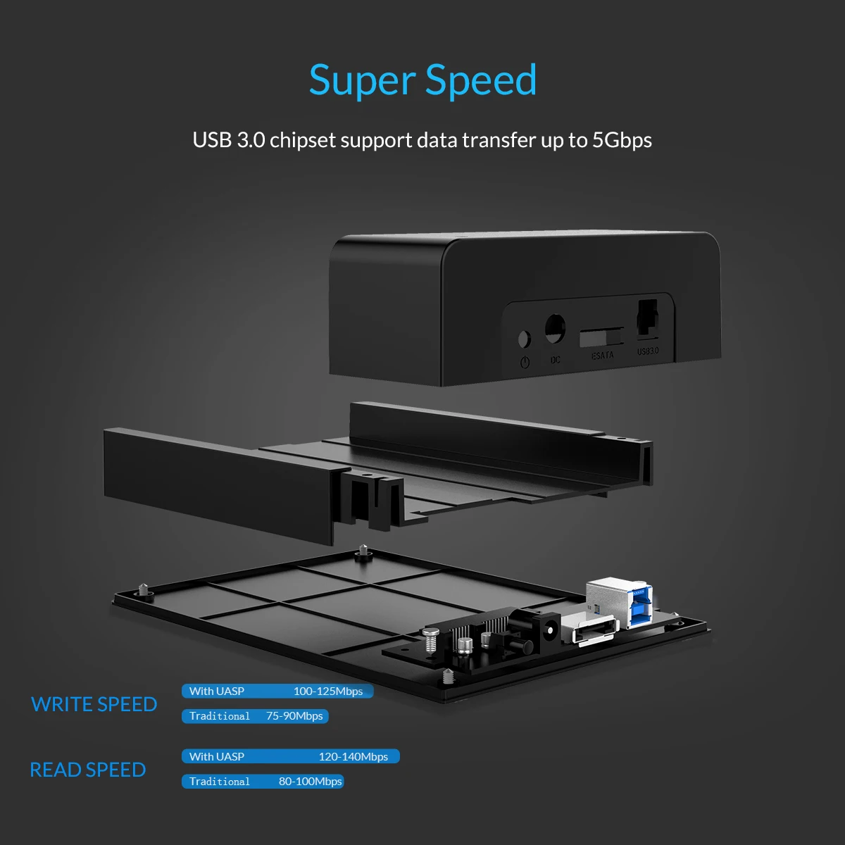 ORICO 2,5 3,5 дюймов HDD Caddy без инструментов SATA для usb type B ESATA внешний SSD корпус до 8 ТБ HDD док-станция для ноутбука