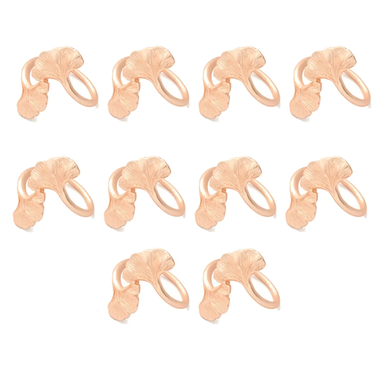 

10Pcs/Lot Rose Gold Napkin Buckle Ginkgo Leaf Western Napkin Ring Cloth Ring Metal Napkin Ring Hotel Table