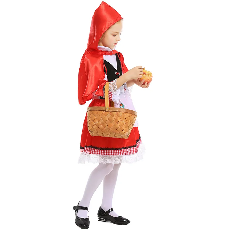 Красный костюм с капюшоном для девочек Детские вечерние маскарадные костюмы