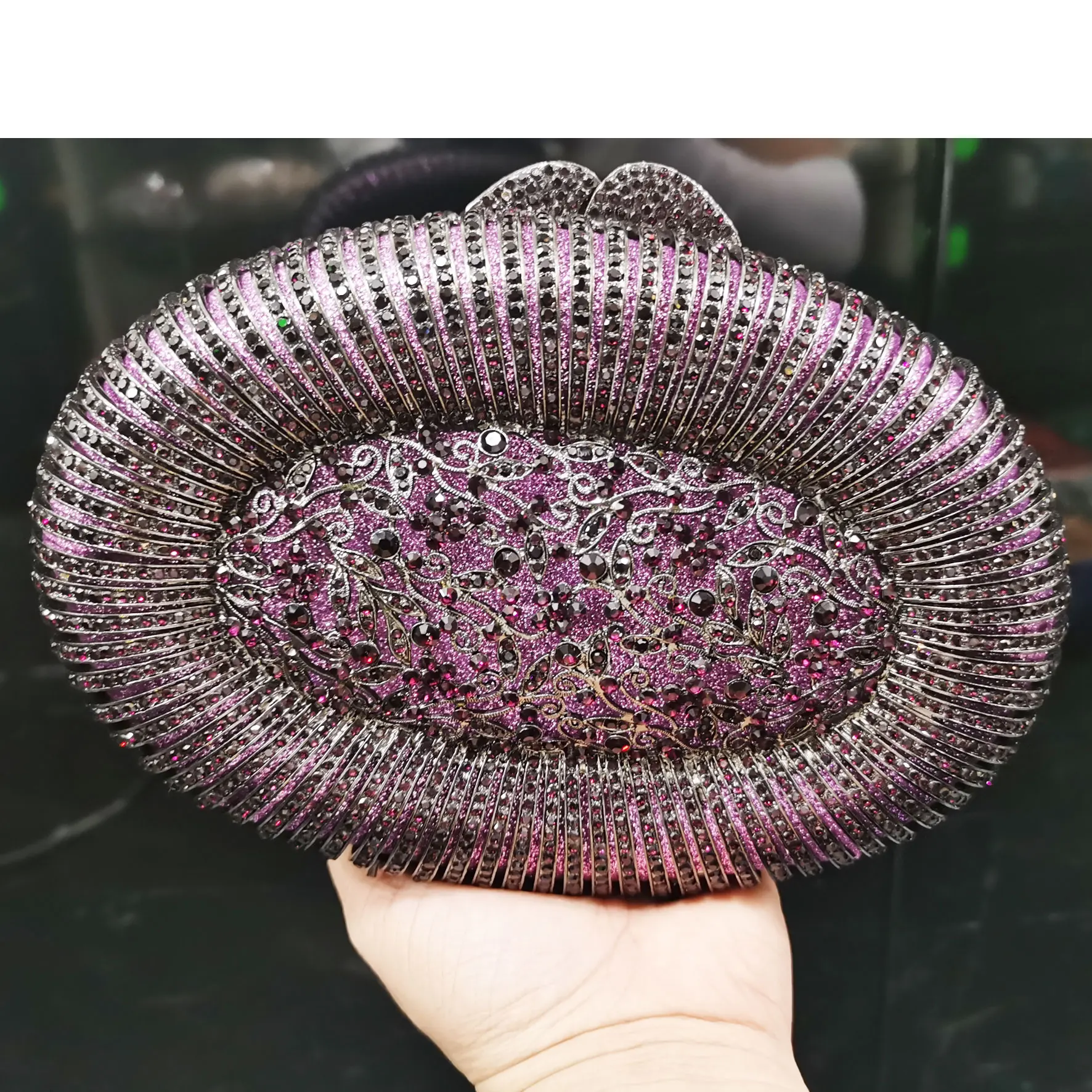 Зеленые овальные вечерние сумки KHNmeet с кристаллами Роскошный кошелек на цепочке