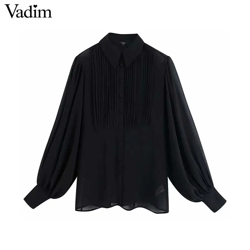 Vadim женская блузка большого размера черного цвета с длинным рукавом сзади