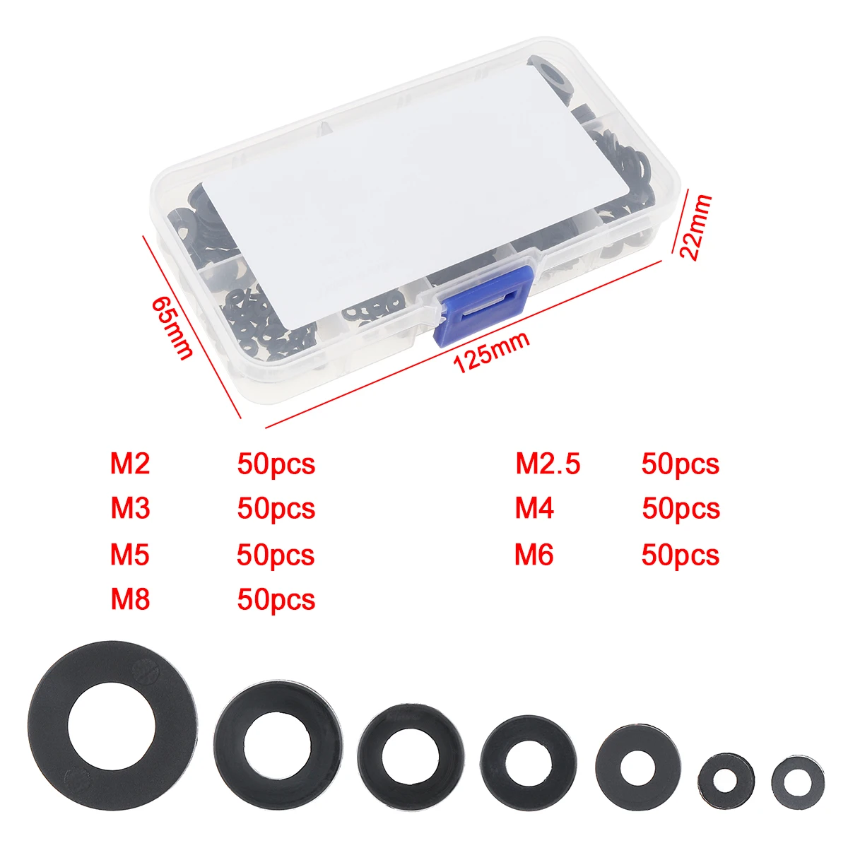Новый черный 350 шт./компл. нейлоновая Плоская Круглая Пластиковая Шайба с M2 M2.5 M3 M4