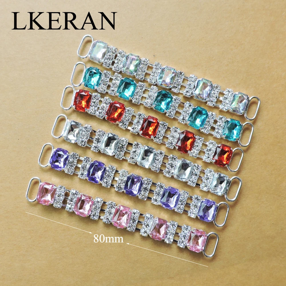 LKERAN 2 шт. 10x80 мм 5 прямоугольных акриловых Стразы/пряжки кристальная металлическая