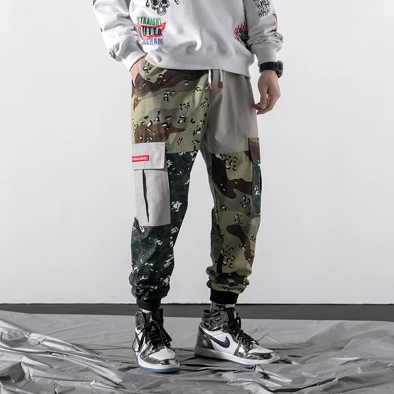 

2021 Harajuku Camouflage Cargo Pants Men Hip hop Pockets Patchwork Men Streetwear Joggers Pants Male Clothing Plus Size 5XL
