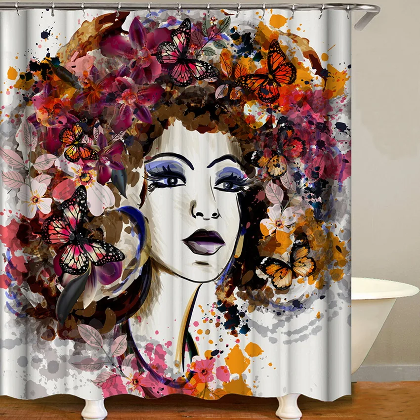 Женская Фотоштора с розовым цветком|Шторы для душа| |