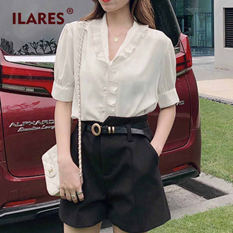 ILARES женская блузка плюс размер рубашка элегантная Ретро стиль короткий рукав