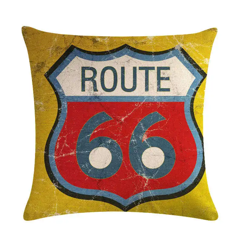 Чехол для подушки Mother Road Route 66 из льна и хлопка | Дом сад