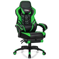 gymax gaming chair adjustable swivel office computer desk chair wfootrest green hw67570gn