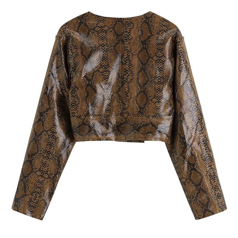 Тонкая куртка со змеиным принтом сексуальная верхняя одежда модная винтажная