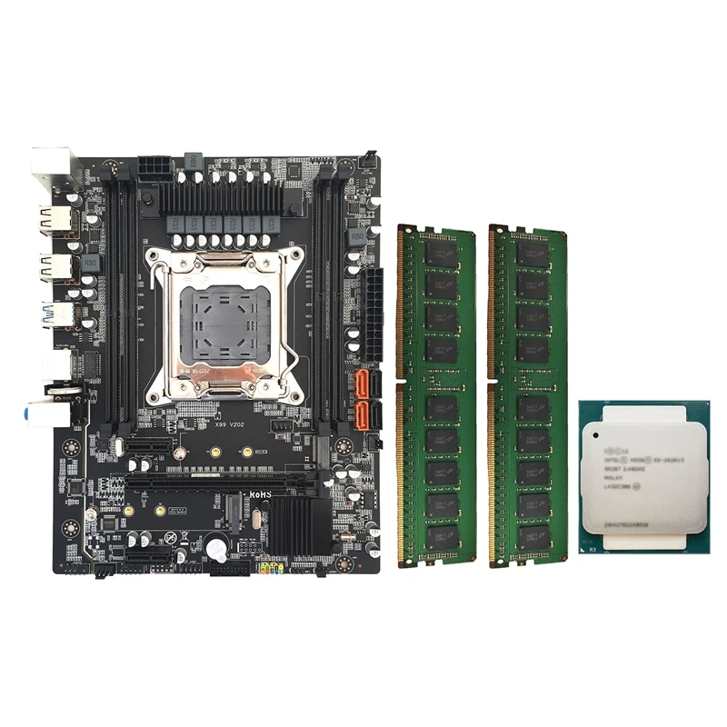 

Материнская плата X99 LGA2011-3 V3 V4 Dual M.2 NVME Слоты SATA3.0 USB3.0 материнская плата с 1XE5-2620 V3 ЦП + 2x8 ГБ DDR4 комплект ОЗУ