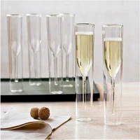 light luxury double wall wedding champagne flute coupe goblet tulip bar party cocktail glass liqueur aperitif sparkling wine cup