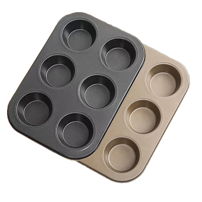 

6-Cavity Cupcake Baking Tray Carbon Steel Non Stick Cake Baking Mold Tray Baking Tools Bakery ccessories
