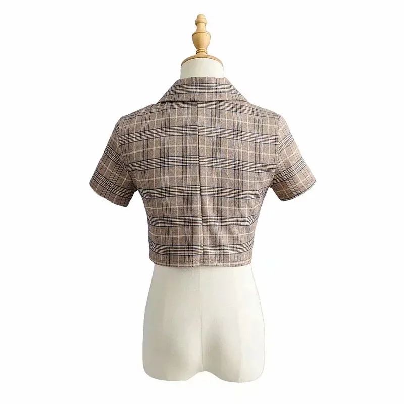 

Spring street high-temperature stereotyped cardigan suit short-sleeved re-collared women's shirt button up shirt collar blouse