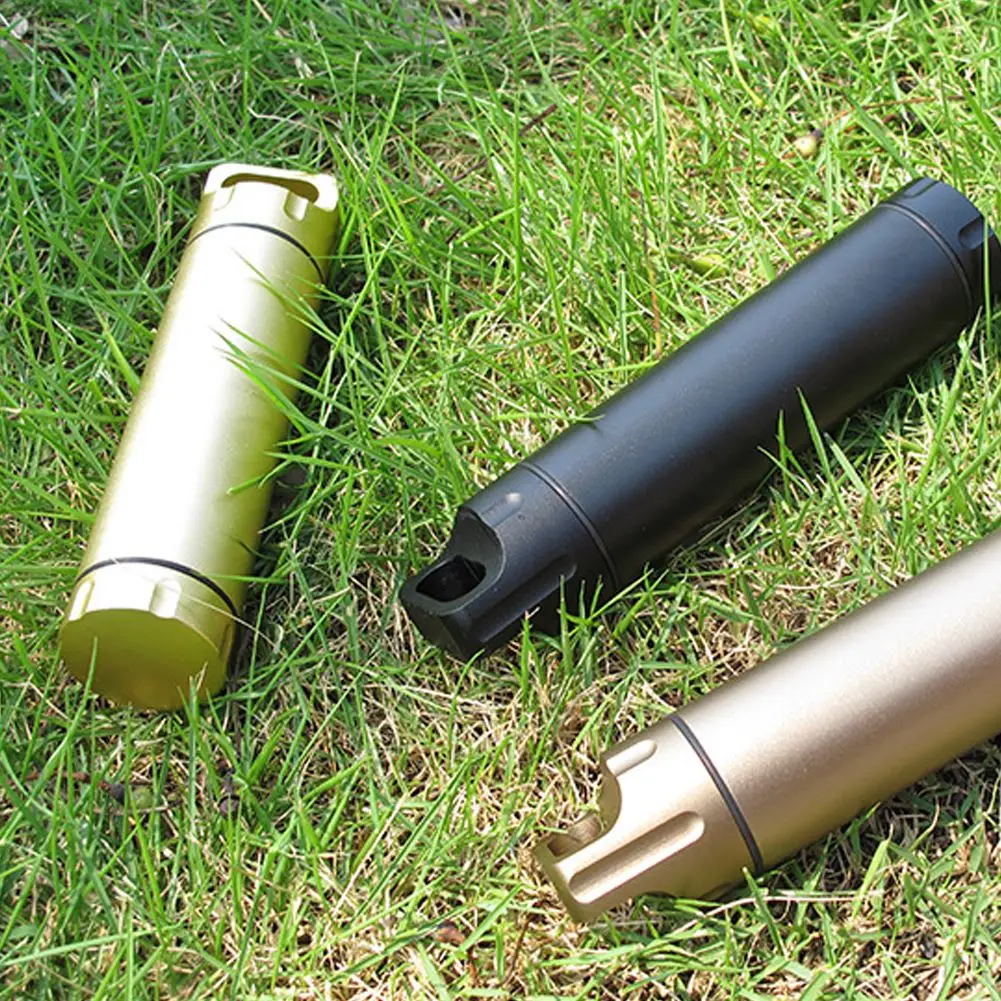 

Emergency Capsule Bottle Seal Capsule Bottle Outdoor Equipment Sealed Tank Aluminum Alloy Gold Waterproof Canister Container