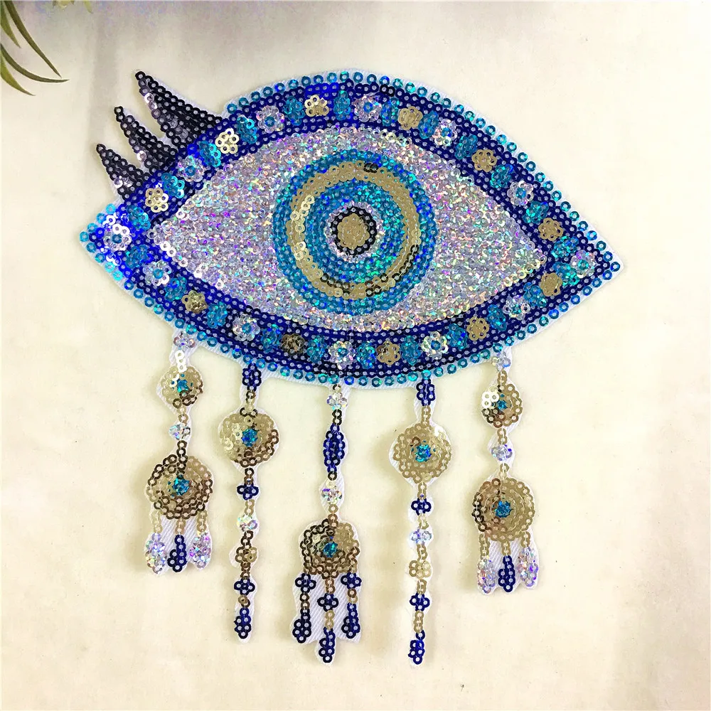 Термоклейкие нашивки для одежды модные вышитые блестки значки с глазами Тан