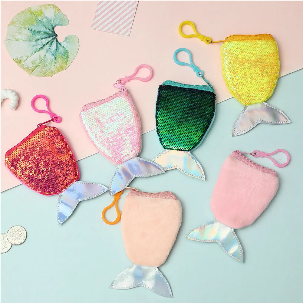 Women's Wallet Mermaid Tail Sequins Coin Purse Crossbody Bags Holder Pouch Gift for Kids Girl | Багаж и сумки