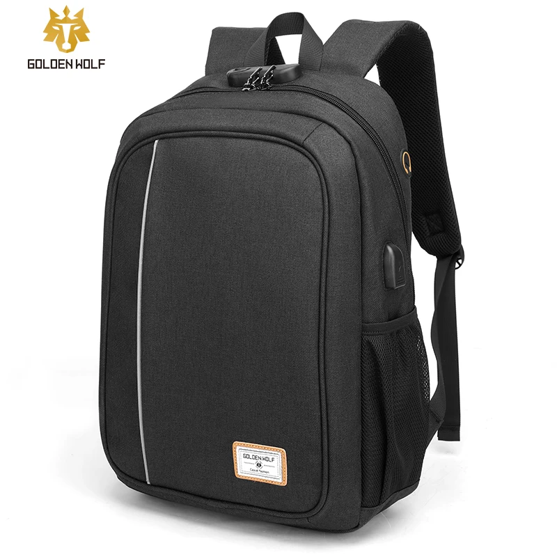 Рюкзак Goloen Wolf splaashproof для ноутбука 17 дюймов с usb зарядкой подростков школьная