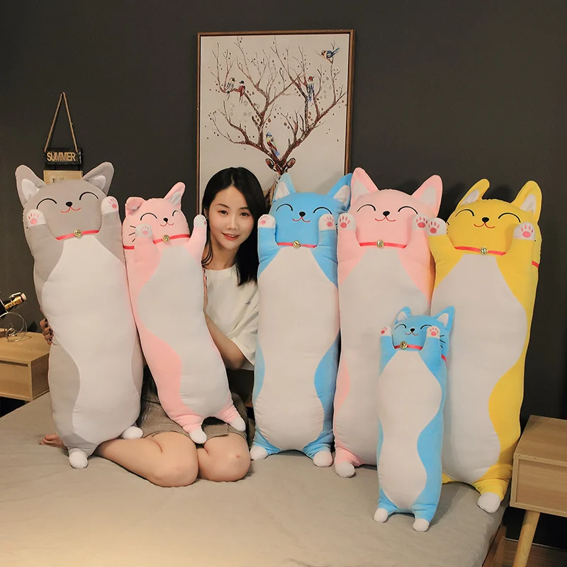 

New Style 65-100CM Lucky Cat Long Mouse Plush Toy Stuffed Animals Standing Cartoon Plushie Bolster Sleeping Friend Kids Gift