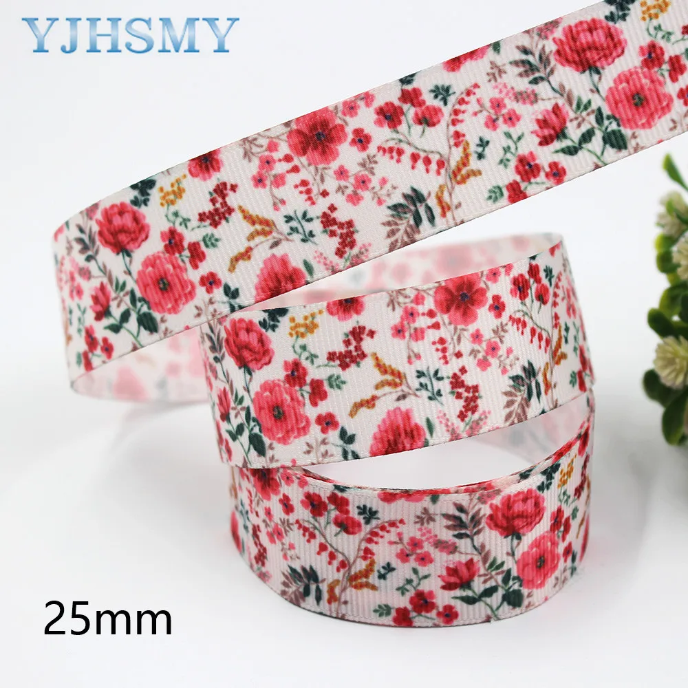 L-20716-675 1”Flowers print Pattern Ribbon , 5 yards DIY handmade hair accessories Material , Bow Decoration images - 6