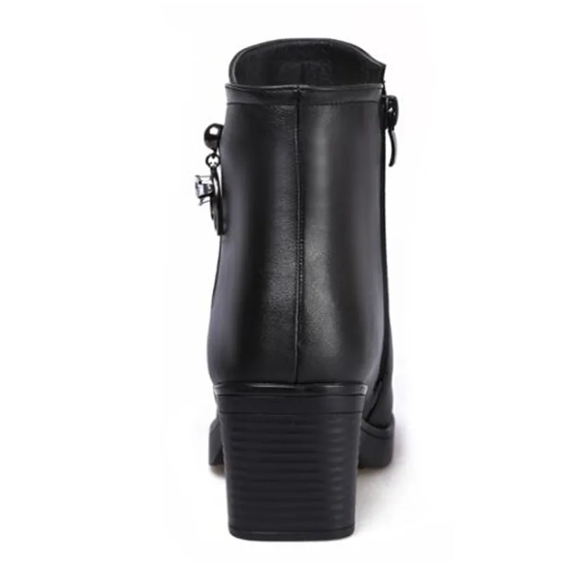 

ZXRYXGS Brand Cowhide Wool Boots Comfort Warm Snow Boots 2019 Fashion Ankle Boots Non-slip High Heel Shoes Winter Women Boots