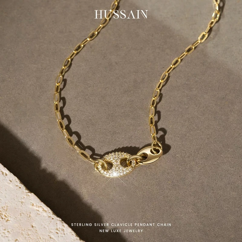 

Ожерелье Kamilia в виде свиньи из стерлингового серебра, милое простое легкое роскошное нишевое дизайнерское Высококачественное универсально...