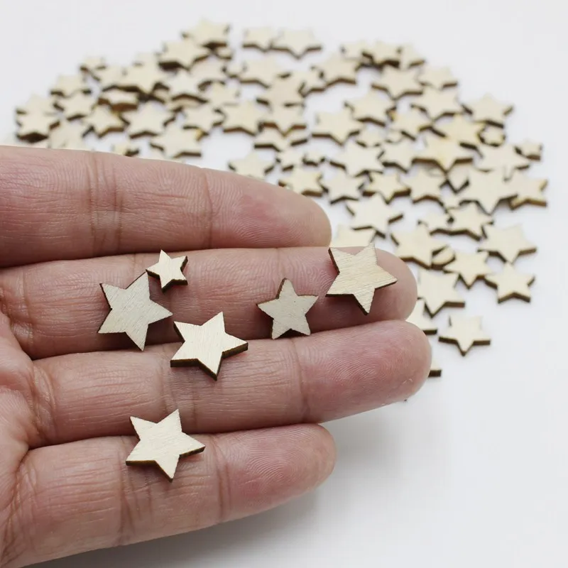 100/200 шт. DIY размер смешивания пентаграммы деревянные чипы декоративные