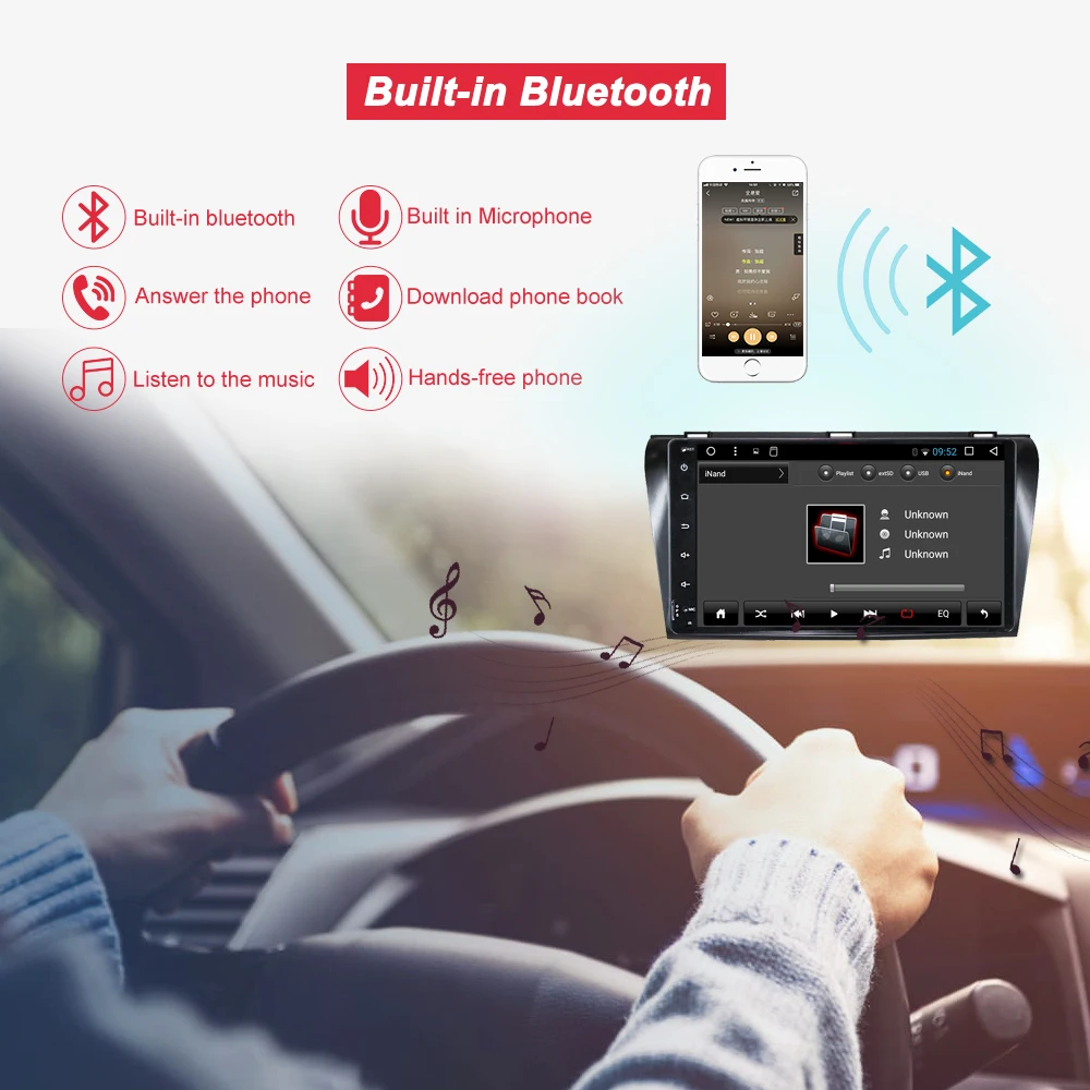 Bonroad " ips Восьмиядерный Android 8.1.0 автомобильный навигационный радио плеер для Mazda 3 2006-2008 видео Wifi Bluetooth 4G(без DVD