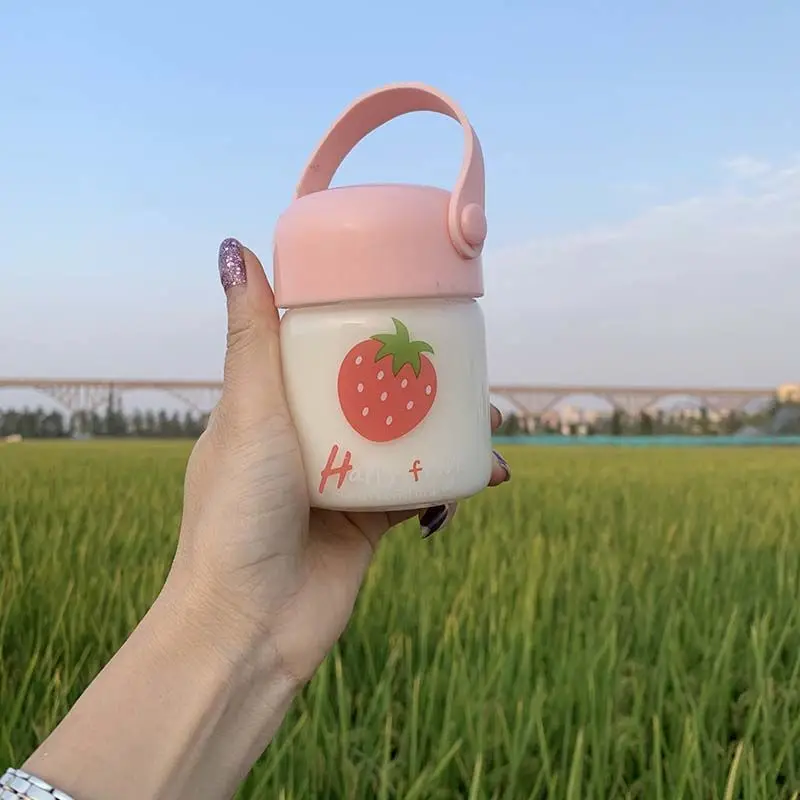 

Korean Style Cute Frult Water Bottle Tea Mug With Lid Milk Latte Coffee Drinking Cups Unique Design For Girlfriend Gift Cup