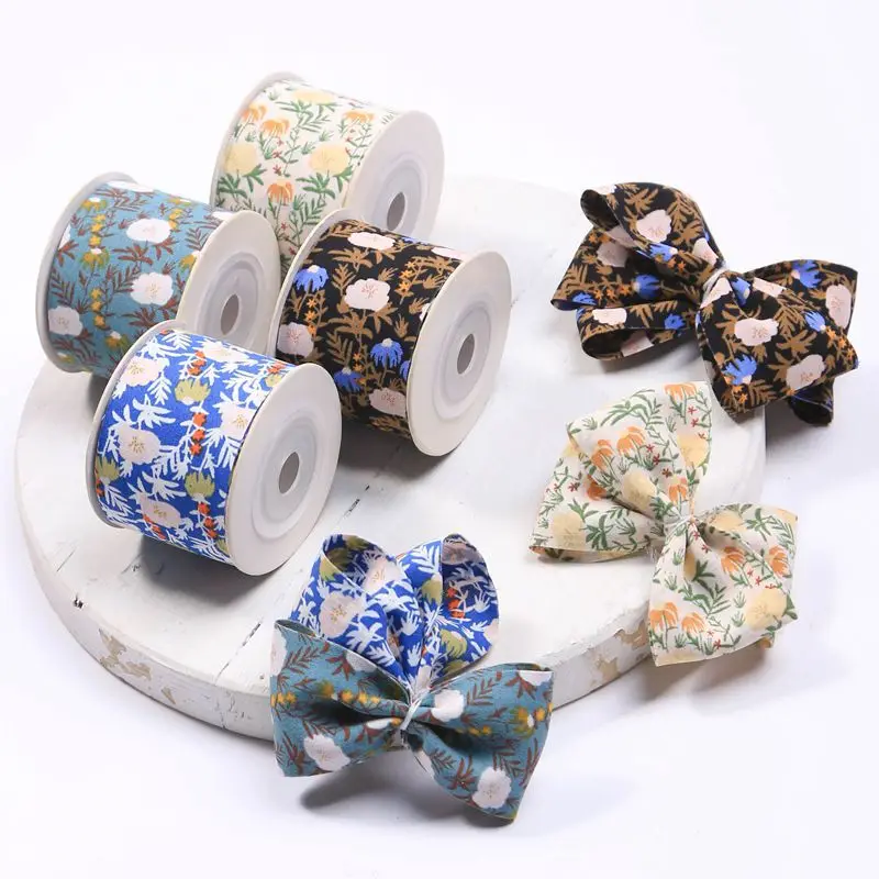 

Kewgarden 25mm 40mm Color-blocking Double-sided Floral Ribbon DIY Hairbow Accessories Make Materials Handmade Crafts 10 Yards
