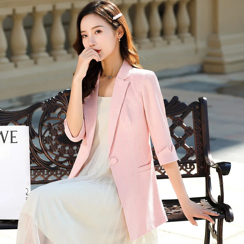 Lenshin полосатая куртка для женщин с карманами женская повседневная стильная