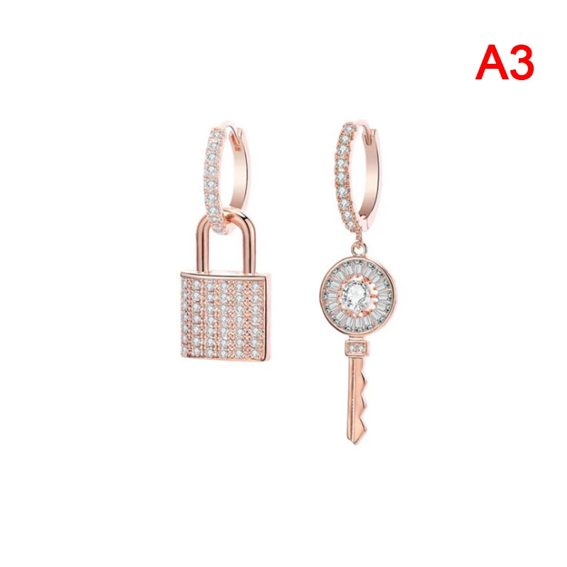 

CZ Zircon Key Lock Drop Earrings For Women Accessories Small Gold Silvery Hoops Female Luxury Earrings Jewelry Party Decor Gift