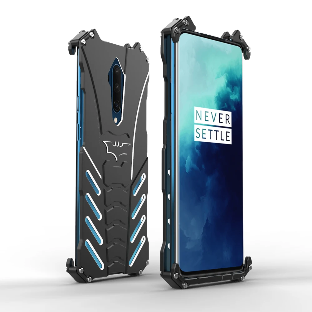 black R-JUST воина гундама серии металлический бампер для Oneplus 7 T/7 T Pro/iPhone 7 Plus/7 Pro 6/6 T Броня Doom Алюминий Корпус чехол - Цвет: black
