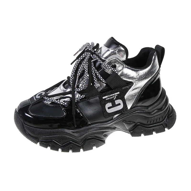 Стильные дизайнерские женские кроссовки Милая Черная массивная обувь дышащие - Фото №1