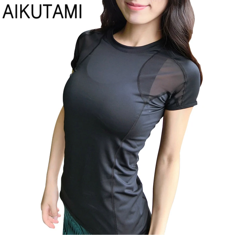 Футболка женская сетчатая пикантный Топ для йоги быстросохнущая дышащая