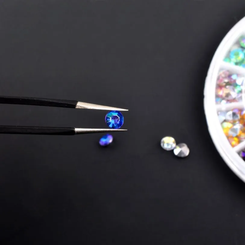 2 шт. изогнутые прямые черные Пинцет ногти из нержавеющей стали художественные