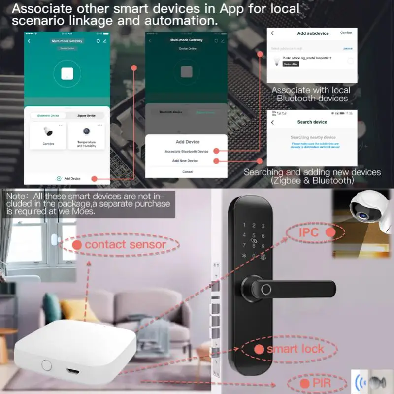 Aubess Tuya Zigbee Multi-mode Gateway Bluetooth-compatible Smart Hub Wireless/Wired APP Remote Control |