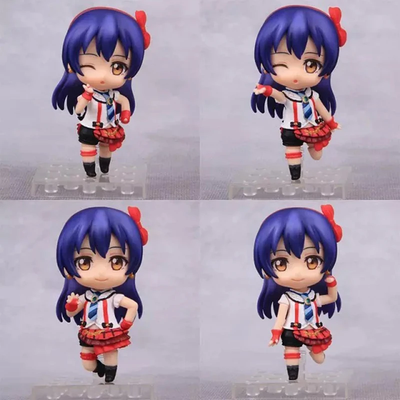 

10cm Anime LoveLive! School Idol Project Umi Sonoda Action Figure PVC Changeable Face Standing Posture Q Version Model Toy Gifts