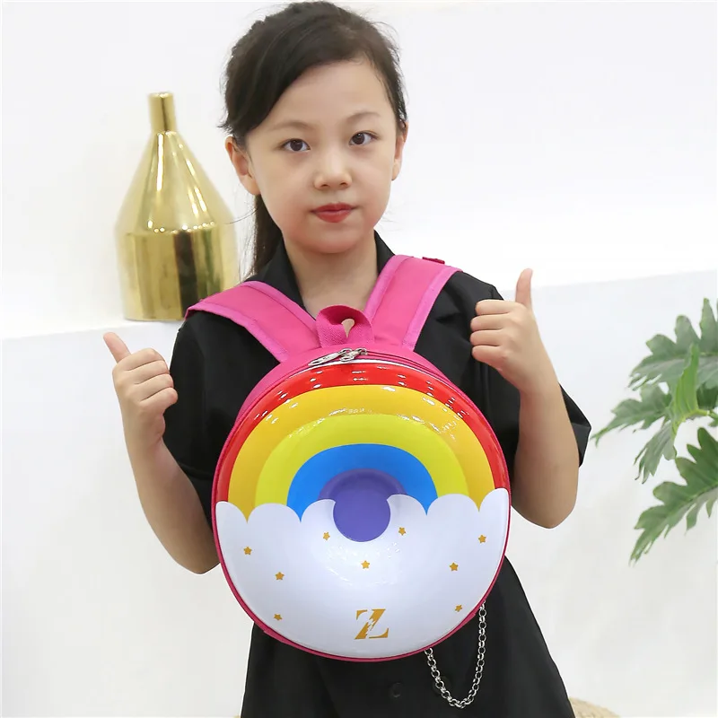 Рюкзак для мальчиков и девочек, школьный Радужный пончик, форма шины, водонепроницаемый мини-рюкзак на колесиках