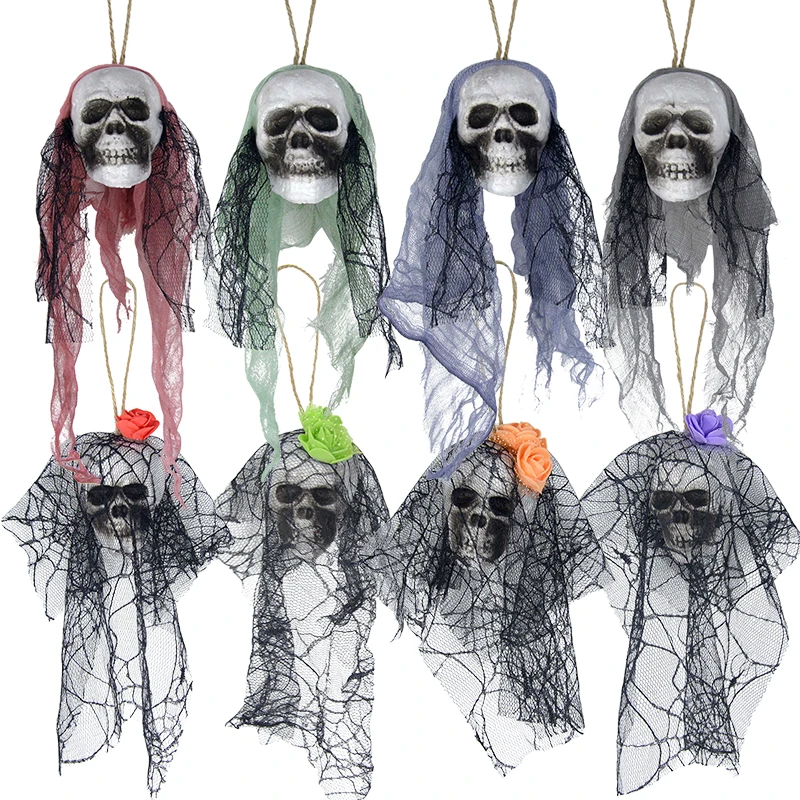 

1pc Halloween Skull Hanging Ornaments Foam Skull Bride Clothes Bone Head Halloween Festival Party Home Scene Props Decoration 7Z